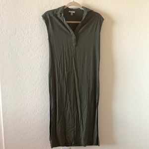 Collared army green maxi dress